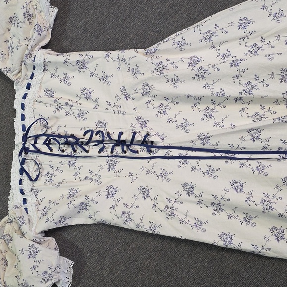 Lacemade Floral Off-Shoulder Dress with Lace-Up Detail - Picture 2 of 8